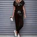 Women's Clothing Color Block Trim Casual Suit American Style Simple Loose Fit Short Sleeve Set Spring Summer Autumn_ecoleips.com