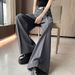 Suitable For All Seasons High-End Striped Linen Suit For Women, Summer Thin Straight Loose Wide-Leg Pants With Relaxed Draping Effect,_ecoleips.com