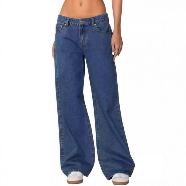 Retro Low Rise Straight Leg Jeans Women's Casual Slim Fit Washed Hot Girl Trendy Versatile Denim Jeans_ecoleips.com
