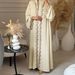 Women's Elegant Long Dress Lace Trim Shimmering Embroidery Travel Wear Loose Robe Fashion Muslim Clothing_ecoleips.com