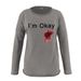 Women's Clothing I'M OKAY printed sweatshirt women's loose bat long sleeve top_ecoleips.com