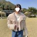 girl Girl Girl 2025 New Lamb Wool Patchwork Down Cotton For Women, Reversible Large Collar Short Coat, Korean Style Puffer Jacket_ecoleips.com