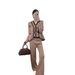 Women's Clothing Autumn Fashionable Autumn Knit Suit Set – Oversized Vest + Wide-Leg Pants (One Size, Black/Beige/Khaki, Office & Casual Outfit)_ecoleips.com