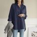 Aria Basics Aria Basics 2026 European American Women's Summer Shirt, Solid Color, Long-sleeved, Collared, Asymmetrical Top, Fashionable_ecoleips.com