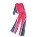 Casual Sports Suit For Women, Autumn Design, Loose Fit, Versatile Round Neck Sweatshirt, High Waist Denim Patchwork_ecoleips.com