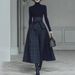 Women's Elegant Patchwork Plaid Dress Long Sleeved Solid Color Spring Autumn New_ecoleips.com