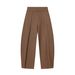 Women's Fashion Balloon Pleated Pants - Stylish High Waist Straight Leg Trousers For Casual & Office Wear (Black, Coffee, Camel Stripe)_ecoleips.com