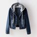 Plus Size Women's Distressed Denim Jacket Korean Style Slim Fit Long Sleeve Trench Coat Elegant Fashion Trendy Outerwear_ecoleips.com