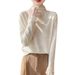 Aria Basics Aria Basics 2025 Spring New Elegant Soft Versatile Women's Base Shirt With Half High Collar And Lace Trim Knit Top_ecoleips.com