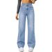 Women's Clothing Stretch Straight Leg Jeans - Comfortable Mid-Rise Denim Pants For Casual & Office Wear (Blue, Light Blue, Black, Khaki, XS/S/M/L/XL)_ecoleips.com