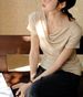 Lyocell Tencel Swing Neck Short Sleeve T-Shirt Women's Summer Waist French Green Shoulder Top_ecoleips.com