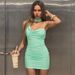 European And American Style Hot-Selling Women's 2025 Autumn Winter New Fashion Sexy Ruched Bodycon Strap Solid Color_ecoleips.com