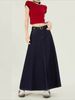 K Retro And Versatile Women's High-waisted A-line Flowing Maxi Skirt_ecoleips.com