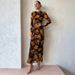 Women Elegant Figure‑Flattering Maxi Dress With Floral Print, Sheer Fabric, Long Sleeves & French‑Style High Slit Hem_ecoleips.com