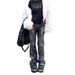 Women's Street Hot Girl Gem Pattern Design Flared Pants Casual Trousers_ecoleips.com