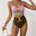 Women's Clothing Splicing Hot Style Metal Buckle Beach One Piece Swimsuit_ecoleips.com
