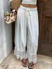 Women's Clothing Bohemian Style Wide Leg Pants Elastic Waistband Loose Fit Comfortable All Year Round Travel Suitable Women's Bottoms_ecoleips.com