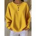 Fashionable Round-Necked Waffle-Patterned Autumn/Winter Solid-Color Loose-Fitting Hoodie_ecoleips.com