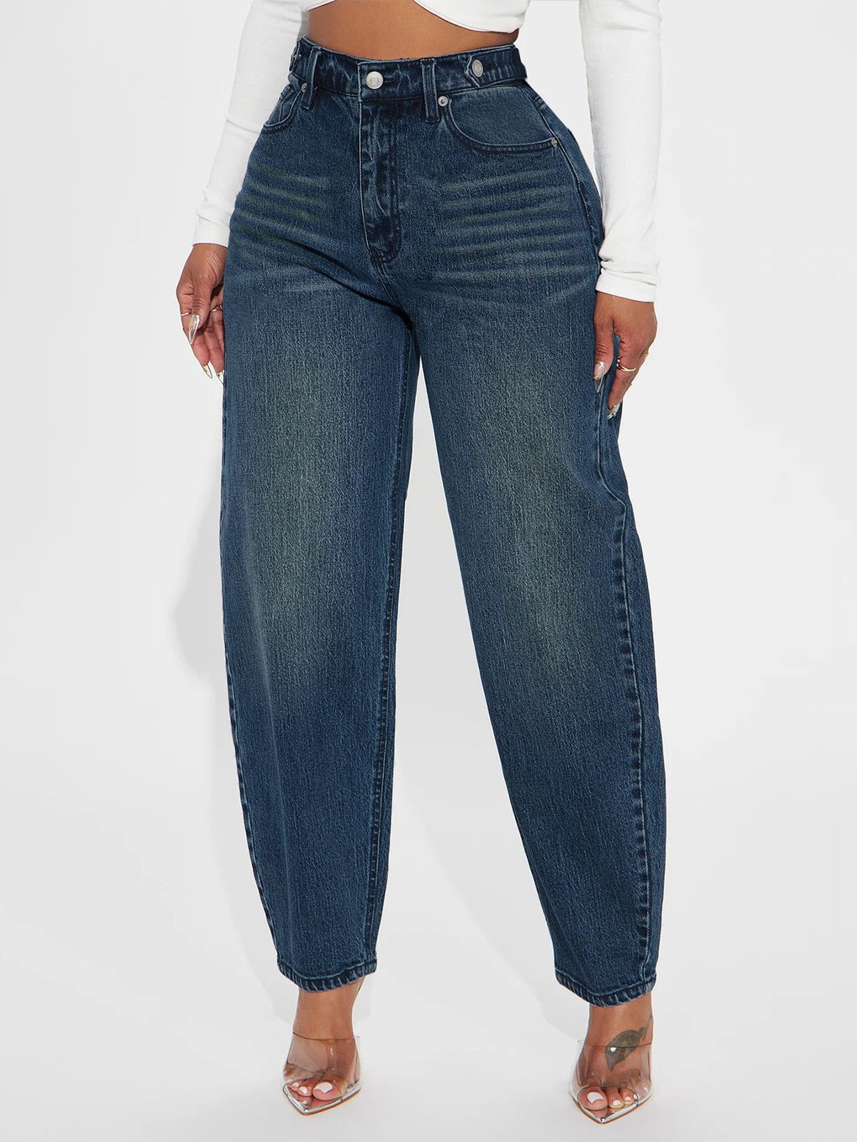 Retro Washed Denim Culottes For Women – Relaxed Harem Pants With Button Detail (S-XXL)_ecoleips.com