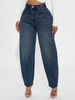 Retro Washed Denim Culottes For Women – Relaxed Harem Pants With Button Detail (S-XXL)_ecoleips.com