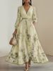 Women’s Flowy Long-Sleeve Printed Maxi Dress – Boho Chic & Elegant Tiered Dress For Casual & Special Occasions_ecoleips.com