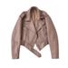 Vintage Biker Jacket Women – Faux Leather Cropped Pilot Jacket With Belt (XS/S/M/L/XL, Khaki/Black/Beige/Bronze/Silver)_ecoleips.com