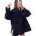 "Women's Long Sleeve Blazer Jacket With Notch Lapel & Side Pockets - Relaxed Fit Polyester Coat For Work & Casual (Gray/Black/Khaki, S-L)"_ecoleips.com