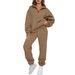 "Women's Minimalist Solid Color Tracksuit Set – Sleek Pocketless Design For Casual & Athleisure Wear"_ecoleips.com