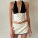 French Polka Dot Contrast Printed Lace Splicing Skinny Neck Suspender Top Spice Girl Sexy Backless Bottom Vest_ecoleips.com