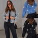 Women's Clothing Fashion Heavy Beaded Women's Loose Denim Jacket 3248_ecoleips.com