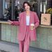 Women's Plus Size Blazer & Pants Set - Soft Knit Cardigan Style Suit In 20+ Colors (Black, Navy, Pink, Purple, Gray & More)_ecoleips.com