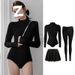 Aria Basics New One-Piece Swimsuit Conservative Tummy Covering Slimming Sleeve Long Pants Sun Protection Quick-Dry Snorkeling_ecoleips.com