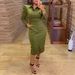 Women's Slim Fit Polo Collar Long Sleeve Shirt Dress - Mid-Length Bodycon Workwear Pencil Dress For Summer (Army Green, Black, Khaki)_ecoleips.com