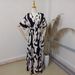 Women's Clothing Fashion Digital Printing V Neck Waist Elegant Temperament Women's Dress_ecoleips.com