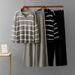 Color Block Striped Two Piece Set V Neck Niche Design Knitted Top with High Waisted Wide Leg Pants European And American Style Women's Clothing_ecoleips.com