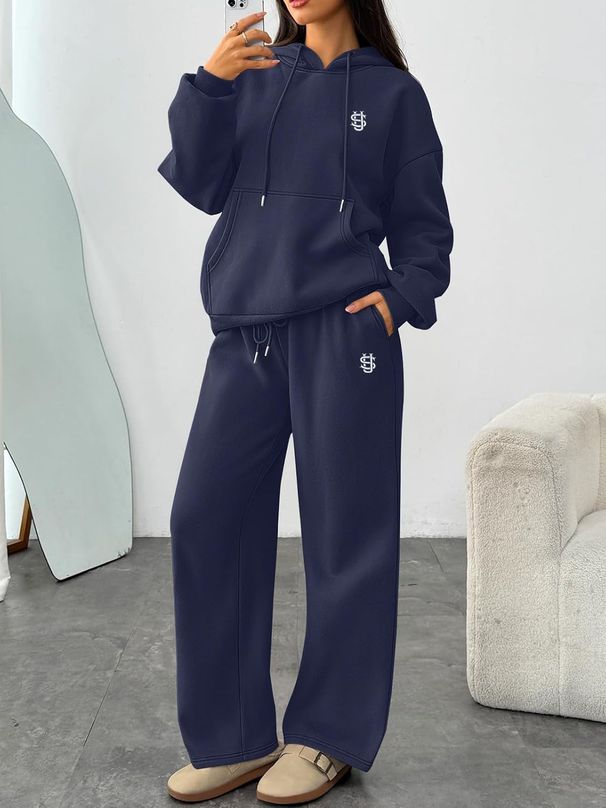 Trendy Coin Print Hoodie & Wide-Leg Pants Set – Streetwear Loungewear For Men & Women Relaxed Wide-Leg Fit_ecoleips.com