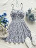 2025 Summer New European And American Cross-Border Women's Fashion Vacation Style V-Neck Tie Sexy Floral Strap Dress_ecoleips.com