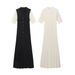 European And American Women's Clothing Popular Short-sleeved Button-knitted Dress_ecoleips.com