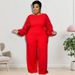 Plus Size Sequin Sleeve Round Neck Jumpsuit For Women Winter Fashionable Design_ecoleips.com