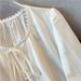 Women's Clothing Women's French Style White Long Sleeved Shirt Round Neck Slimming Petite Fit Top For Spring For Formal & Casual_ecoleips.com