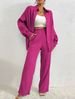 2025 Spring And Autumn Women's Solid Color Draped Loose Smooth Pleated Casual Two-Piece Set_ecoleips.com