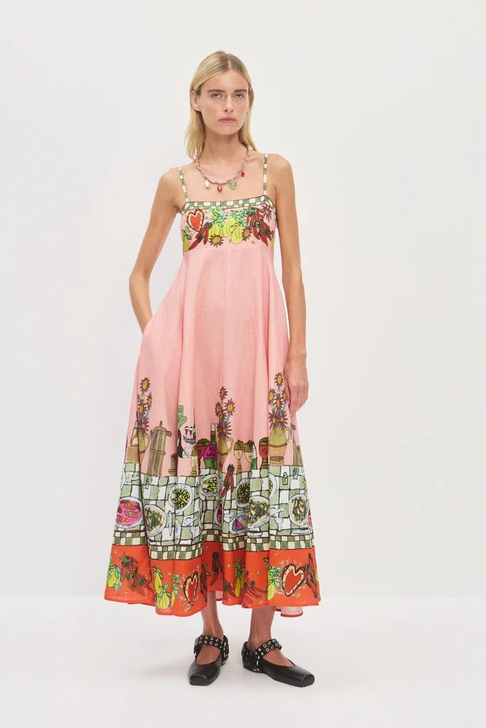Women's High-Waisted Cotton Linen Camisole Dress Printed Casual Fashion Spring/Summer Regular Fit Cross Border Amazon 2025_ecoleips.com