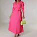 2025 Elegant Stand Up Collar Long Sleeve Waist Pleated Long Skirt Small Elegant Dress_ecoleips.com