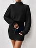 Autumn And Winter Slim-fit Fashion Pit Strip Turtleneck Hip-wrapped Long-sleeved Dress_ecoleips.com