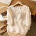 This 2026 Summer Embroidered Cotton And Linen Top Is Loose, Elegant, Artistic And Retro With Three-Quarter Sleeves. It F_ecoleips.com