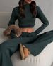 Women's Clothing Spring And Autumn Foreign Trade Temperament Leisure Suit Long Sleeved Navel Baring Top Suit_ecoleips.com