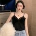 Lace-trimmed Accordion Pleated Velvet Camisole With Inner Layering Shirt, New Autumn Women's Korean-style Top_ecoleips.com