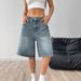 Women's Denim Shorts – Relaxed Fit Mid-Rise Washed Blue/Black Bermuda Shorts (XS-2XL) – Casual Comfort For Summer & Travel_ecoleips.com