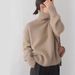 Women's Oversized High Neck Sweater, Soft Acrylic Knit Pullover, Loose Fit Casual Turtleneck Top For Autumn Winter, Cozy Lazy Style, Solid Color_ecoleips.com