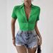 Women's Elegant Solid Color Knitted Short Shirt Fashion Breathable Top Design Short Sleeve_ecoleips.com